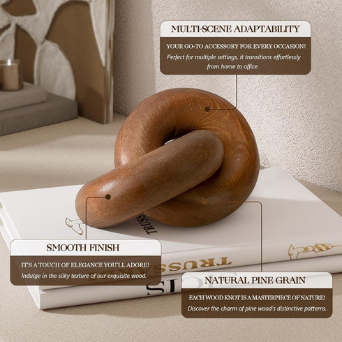 2-Link EOSAHR Decorative Pine Wood Knot Decor Farmhouse Wooden Chain Link Decor for Coffee Table, Side Table & Book
