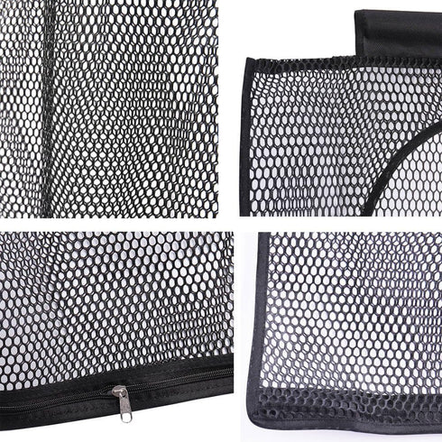 Breathable Mesh Laundry Hamper, Foldable Hanging Storage Basket, Portable Space Saving Bag (Black)