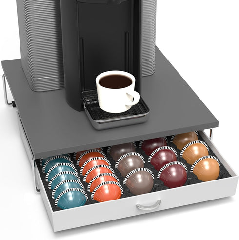 DecoBrothers Supreme Vertuoline Drawer, Holds 30 Big or 60 Small Vertuoline Pods, Grey