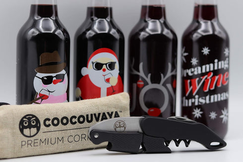 Wise Products Premium Corkscrew Wine Bottle Opener, Black Edition for Wine Lovers, Eco-Friendly Pouch (1 PACK)