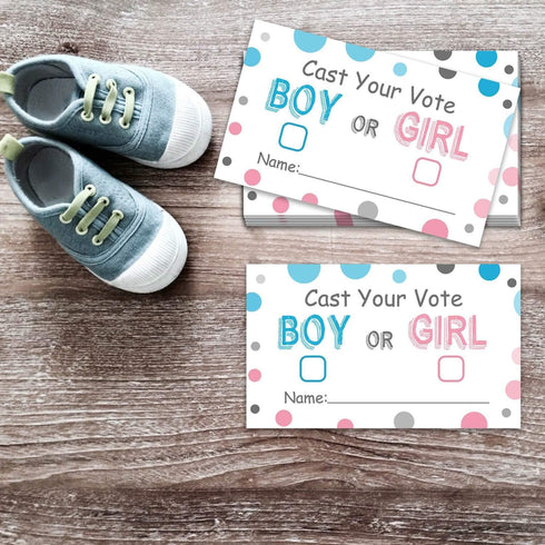 Gender Reveal Party Voting Cards, Baby Shower Game, 50 Cards, Pink and Blue, 3.5 x 2 Inches