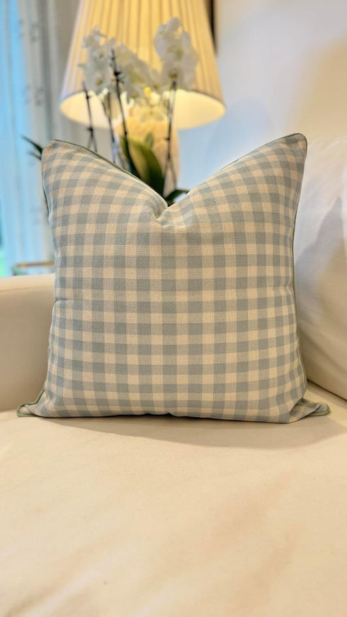20" 20" Jillien Harbor The Charlie Decorative Pillow Cover Blue and White Accent Pillow Cover with Gingham-Inspired