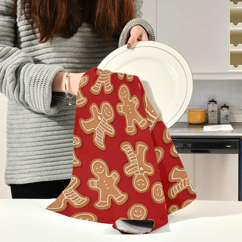 ALAZA Christmas Gingerbread Cookies Decorative Kitchen Dish Towels Set of 4, Soft Absorbent Hand Towels, 18 x 28 Inch