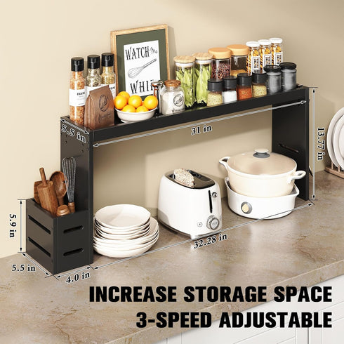 MAICHUAN 31in 6 Bamboo Stove Shelf, Spice Shelf for Kitchen Stove, Over the Stove Shelf, Stove Top Shelf for Back
