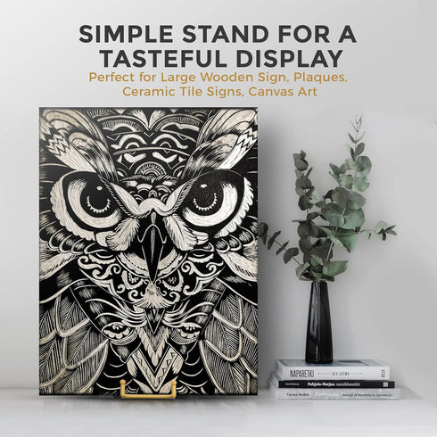 TR-LIFE 10 Inch Large Plate Holder Stands for Display - Metal Picture Frame + Small Easels for Decorative Plates, Gold