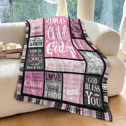80"x60" Christian Gifts for Women, Baptism Gifts for Girl, Religious Gifts for Women, Christian Blanket, Catholic