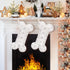 Malier Pet Dog Christmas Stocking, Large Faux Fur Bone Shape Hanging with Silver Snowflakes for Pets