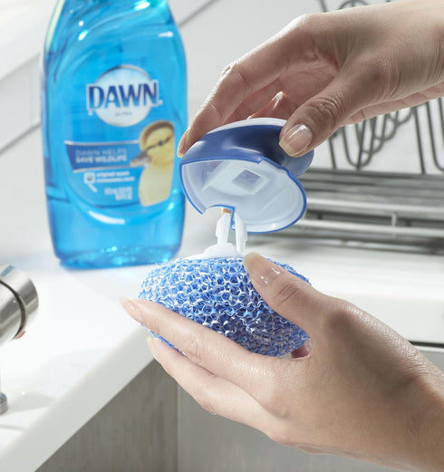 Dawn Handi Scrub and Storage Dish, 3.4 x 4.2 x 3.7 Inch, White/Blue