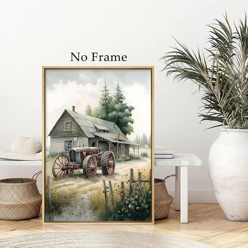 Farmhouse Canvas Wall Art, Old Tractor Pictures, Rustic Barn Prints for Country House 16x24in