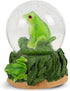 Elanze Designs Playful Green Tree Frog Tabletop Figurine, 100MM Glitter Water Wind Up Musical Snow Globe