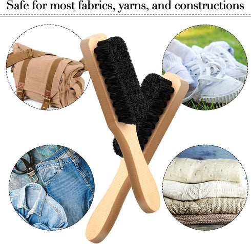 3 Pcs Soft Bristle Laundry Stain Brush, Velvet Furniture Brush with Wooden Handle for Cleaning Carpet, Clothes
