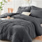 HYMOKEGE Full Size Comforter Sets Seersucker 7 Pieces, All Season Luxury Bed
