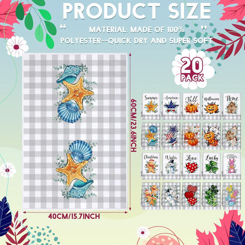 20 Set 16 24 FuWeave Pcs Holiday Kitchen Towels Seasonal Decorative Hand Towels Christmas Dish Cloths Winter