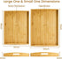 Set 2 17x13in, 16x12in GOLD HONEY Bamboo Serving Tray with Handles of - Decorative Wooden Tray for Living Room