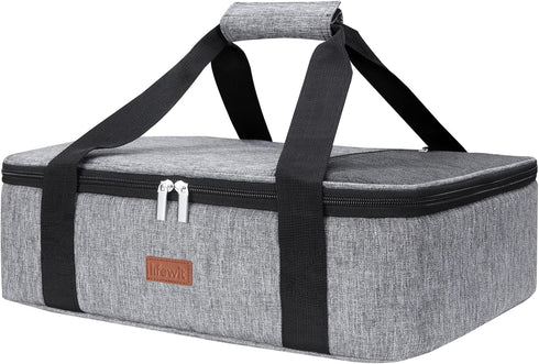 Lifewit Insulated Casserole Carrier for Hot or Cold Food, Fits 9"x13" Baking Dish, Grey