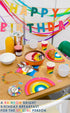 Talking Tables RAIN Happy Birthday Rainbow Shaped Plates, Pack of 12, 9" Width, Gold Foil and Mixed Colors