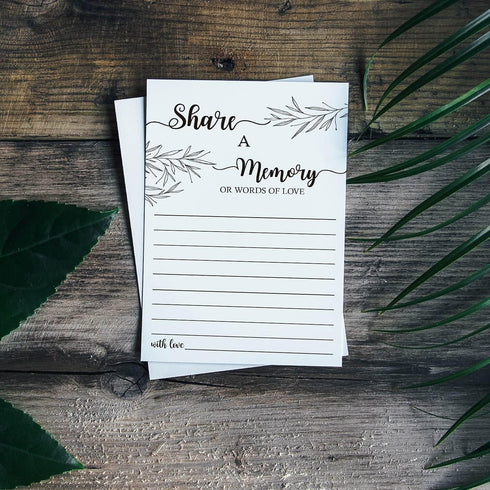 Share a Memory Card, Memorial Cards for Celebration of Life, Funeral Guest Book, 4x6 Inch, 50 Pack