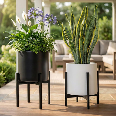 10" 10 Inch FaithLand Mid Century Plant Stand Indoor Outdoor (EXCLUDING Plant Pot), Metal Planter Stand, Potted Plant