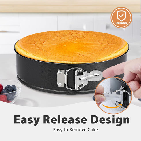 Springform Pan 9 Inch Nonstick Cheesecake Pan with Protector - Leakproof Spring Form Pan for Baking, 9 Inch with 50Pcs