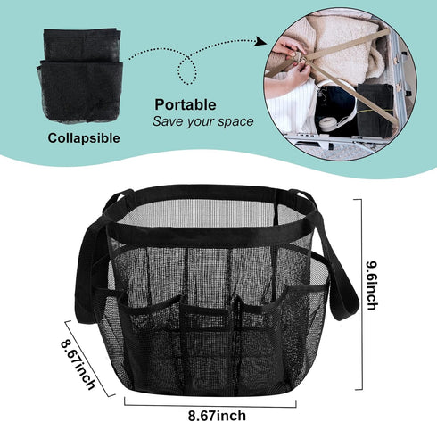 Attmu Mesh Shower Caddy - Portable Quick Dry Hanging Shower Tote Bag for College Dorm Room