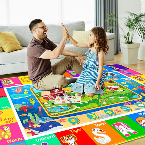 DINSUMRUG (78.7X59 INCH, Kids Rug for Playroom, Farm Play Mat, Sea Animal Alphabet ABC Educational Rug, Floor Play Mat