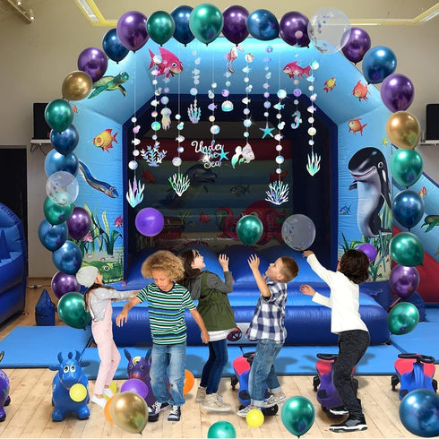 Cheerland Under the Sea Party Garlands, Iridescent Mermaid Birthday Decorations Balloon Garland for First Birthday