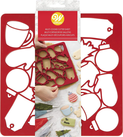 Wilton Multi-Cookie Cutter Sheet, Holiday Design, Red