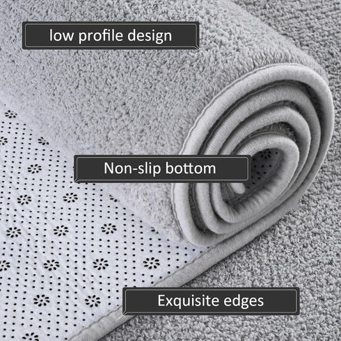 AROGAN Modern Shag Area Rug for Bedroom, 4x6 Feet Washable Plush Memory Foam Carpet for Kids Room Grey