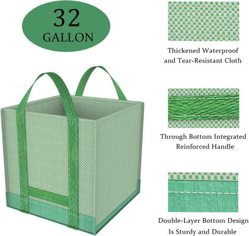 CDLXSH 32 Bushes(2-Pack 32Gallons) Gallons Reusable Garden Waste Bags, Yard Waste Bags, Lawn/Leaf Bags, Heavy Duty
