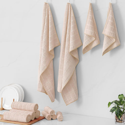 Set, 20 Pack 28 16 Inch 12 12 Inch Homaxy Microfiber Kitchen Towels and Dishcloths Soft and Absorbent Dish Hand Towels
