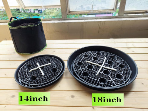 NIMYAU Stand,4-Pack 14 inch, Plastic Plant Saucer Elevated Plant Saucer Self-Watering Fabric Pot Base, Use Nonwoven