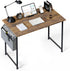 YSSOA Computer Desk, 40 Inch Home Office Work Study Table with Headphone Hooks, Deep Brown