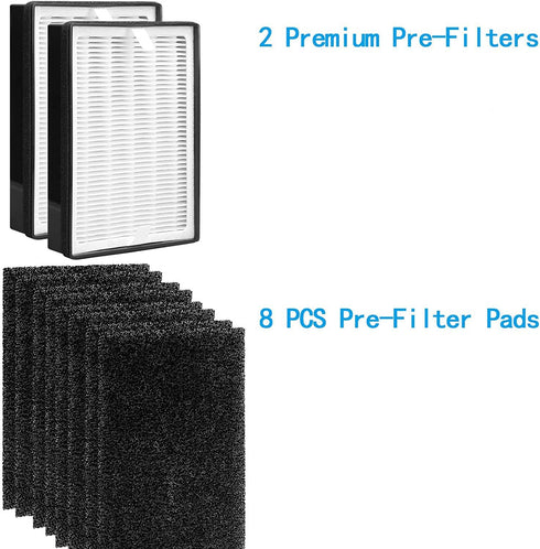 H126 Replacement HEPA Filter, Compatible with Levoit LV-H126, Includes 2 HEPA Filters and 8 Activated Carbon