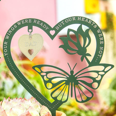 Memorial Gift Heart-shape Butterfly Ornament Plaque, Sympathy Gift for Loss of Father, Bereavement Remembrance Gift
