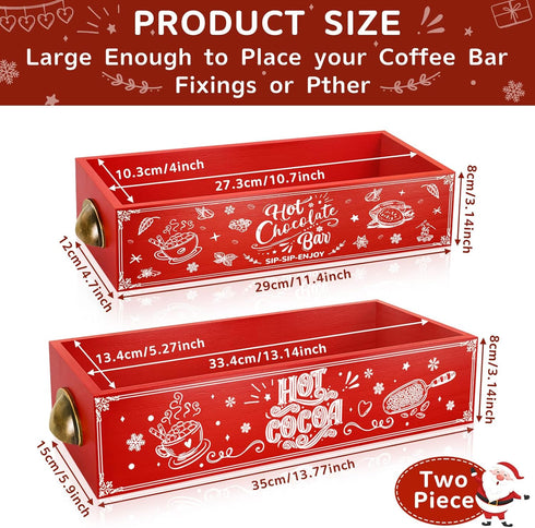 2 QIKSION Pcs Hot Cocoa Bar Station, Wood Hot Chocolate Bar Organizer Accessories, Chocolate Bar Containers