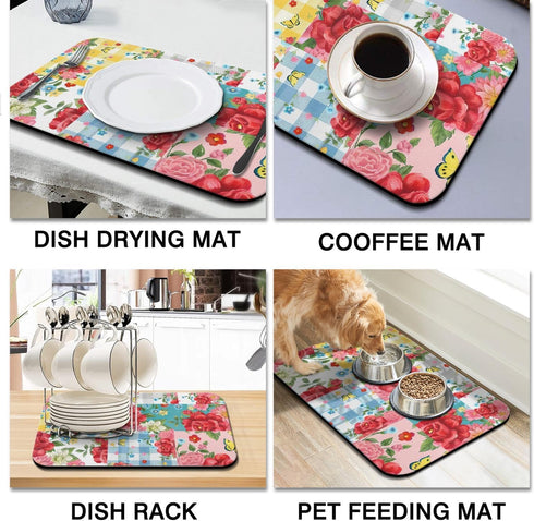 Kuyig Home 23inx15in,Coffee Countertops,Absorbent Fun Coffee Mat Bar Mat for Hide Stain Anti-Slip Coffee Bar