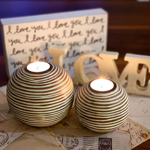 Set 2), Counter, Tuva Orb Candle Holders (Gift Boxed of Table Centerpieces for Dining or Living Room, Spa, Bathroom
