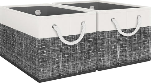 Fab totes 2-Pack Storage Bins, Foldable Baskets for Organizing Toys, Books, Closet, Large Storage Box with Rope Handles