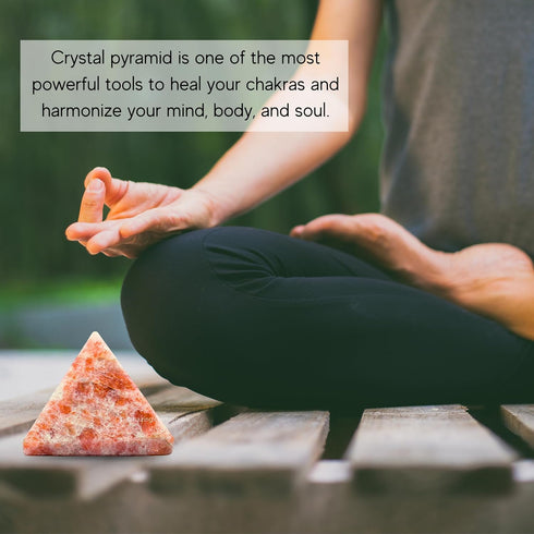 Sunstone Pyramid Crystal Healing Stones, 1.5" Natural Stone Pyramid for Meditation and Chakra Balancing