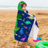 FUTBU 30x50 Dinosaur Hooded Beach Towel for Boys, Soft & Absorbent T-Rex Dinosaur Poncho Towel, Green Blue Bathrobe