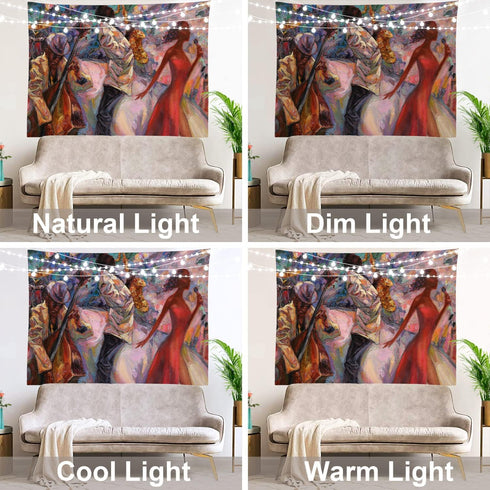 Shrahala Jazz Band Tapestry, Large Oil Painting Wall Hanging, Psychedelic Decorations for Bedroom Living Room (59.1 x