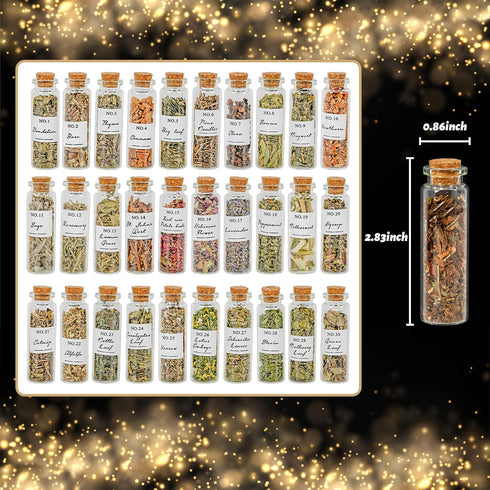 HOOMUU 30 Pack Witchcraft Herbs and Flowers, Essential Mixed Dried Herbal Box for Wicca Altar Rituals, Pagan Magic