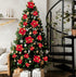 Geefuun 28PCS Christmas Tree Decorations: Red Glitter Poinsettias Artificial Flowers Ornaments with Clips, 3 Sizes