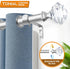 TONIAL Curtain Rods 32 to 58 Inch(2.6-4.8ft), Telescoping Splicing 3/4 Single Rods for Windows, Decorative Drapery Rod with Acrylic Diamond Finial, Nickel
