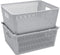 Simplify 2Pk Large Slide Stack It Tote Basket, Open Bins for Storage & Organization, Bathroom, Crafts, Office (Grey)
