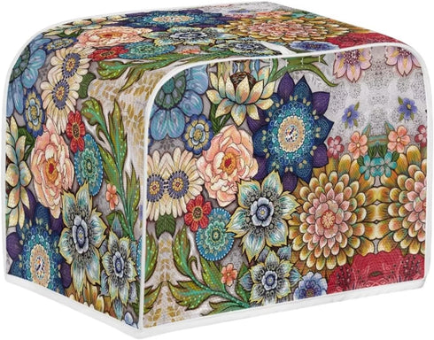 Bright Blossoms Toaster Covers 4 Slice Wide Slot Dustproof Fingerprint Protectors and Greasy Protection Anti-sputtering Machine Washable Women Gift