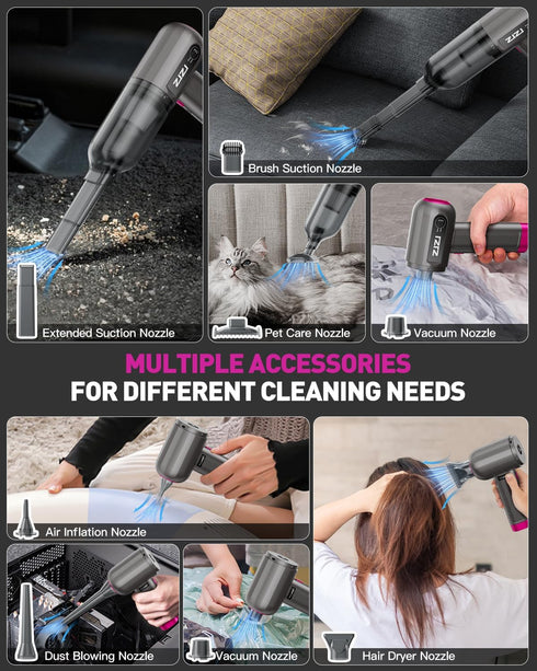 Handheld Car Vacuum Cleaner Cordless - 15000PA High Power Portable Vacuum & Air Duster