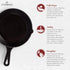 Cuisinel Cast Iron Skillet with Lid - 8" Frying Pan + Glass Cover + Silicone Grip Handle for Indoor/Outdoor Use
