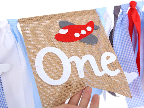Baci 1st Airplane Highchair Banner for Birthday - First Birthday Decor, Photo Booth Props, Best Party Supplies