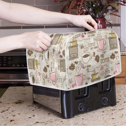 Talayituse Coffee Theme 4 Slice Toaster Covers Dust Protection for Bread Maker, Washable Appliance Cover